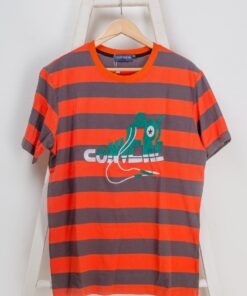 Converse round neck stripe short sleeve genuine cotton t-shirt grey and orange