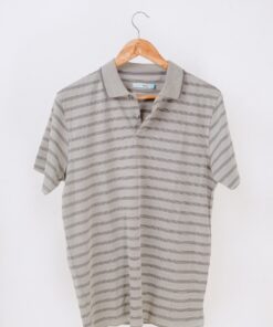 Grey groove motif polo shirt-min