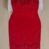 Haute Monde dress _ women lace embroidery tight fit slim sleeveless spaghetti strap short red party dress _ front view