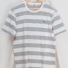 Lacoste round neck stripe short sleeve genuine cotton t-shirt grey and white