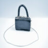 Micro crocodile pattern leather hand bag with metal chain and chain ornaments