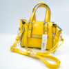 Severally strapped yellow leather large capacity crossbody stone pattern handbag