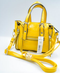 Severally strapped yellow leather large capacity crossbody stone pattern handbag