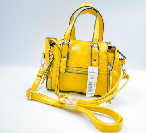 Severally strapped yellow leather large capacity crossbody stone pattern handbag