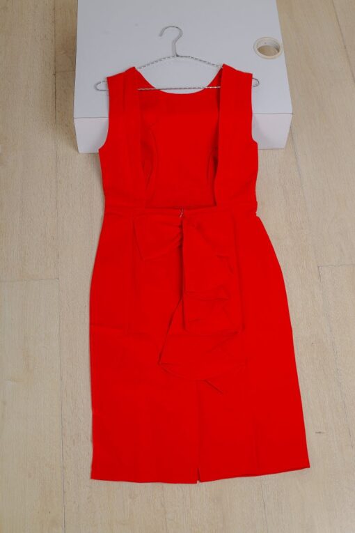 Short RLS dress _ Women fashion sleeveles slim high waist deep back opening dress _ back view _ red