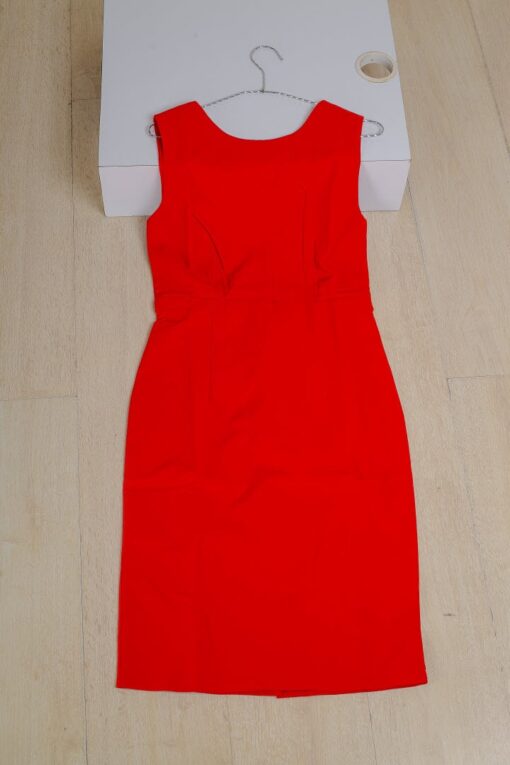 Short RLS dress _ Women fashion sleeveles slim high waist deep back opening dress _ front view _red