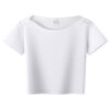 Short sleeved soft cotton women no name scoop neck crop top white