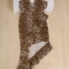 TOP_HOT leopard print dress _ Women leopard print knee-lenght spaghetti strap bodycon split dress _ front view