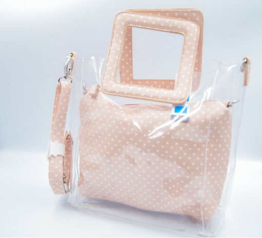 Transparent clear shoulder women crossbody solid large capacity too in one dotted bag