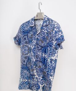 casual short sleeve bohemian motif printed men shirt