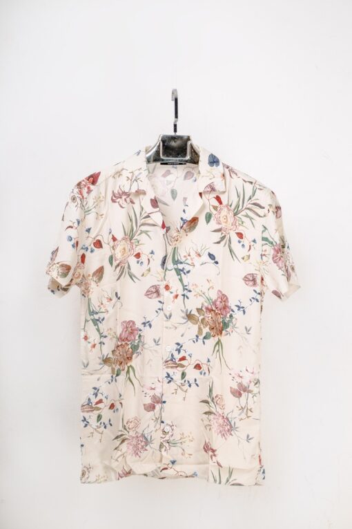 casual short sleeve colorful floral motif printed men shirt (2)