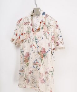 casual short sleeve colorful floral motif printed men shirt