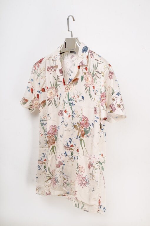 casual short sleeve colorful floral motif printed men shirt