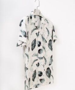 casual short sleeve diy dark floral motif printed men shirt 1