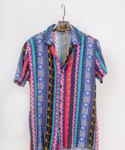 casual short sleeve ethnic motif printed men shirt