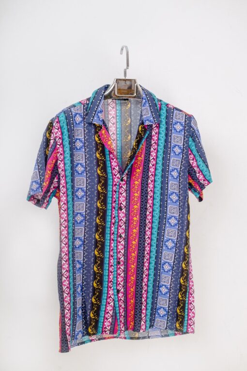 casual short sleeve ethnic motif printed men shirt