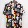 casual short sleeve exotic motif printed men shirt