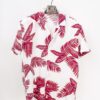 casual short sleeve red leaves motif printed men shirt