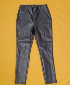 genuine leather england style full length female high waist thin pencil pants