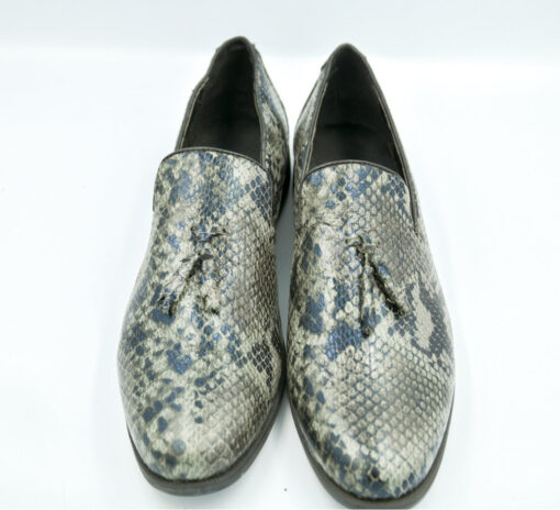 men pointed toe casual Snake pattern tassel leather loafer