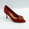 office lady suede pumps cuban high heel shoes red