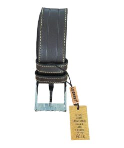 Marron genuine plain leather belt for sale