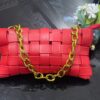 Weave clutch with chain cross body envelop designer solid leather handbag