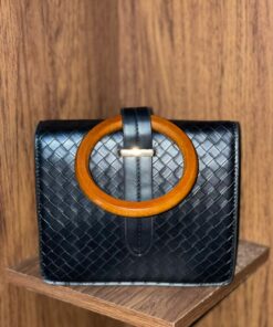 Round wood handle flap lady vintage all match luxury fashion bag