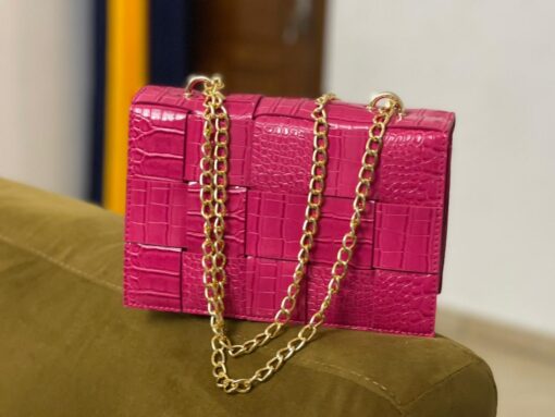 Crocodile pattern crossbody bags luxury brand with chain shoulder pink handbag