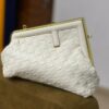 Vintage armpit bag with golden frame clip-on shoulder messenger mini bag white