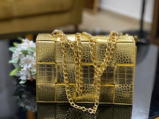 Crocodile pattern crossbody bags luxury brand with chain shoulder gold handbag
